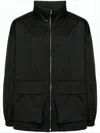 Auralee Minimalist Zip-up Jacket With High Collar And Elastic Cuffs In Black