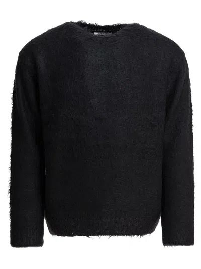 Auralee Mohair Crew Neck Sweater In Black
