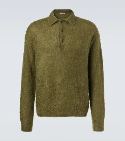 Auralee Mohair And Wool Polo Sweater In Green