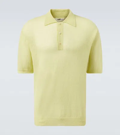 Auralee Mohair-blend Polo Sweater In Yellow