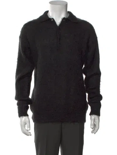 Pre-owned Auralee Mohair Collar Polo Sweater In Black