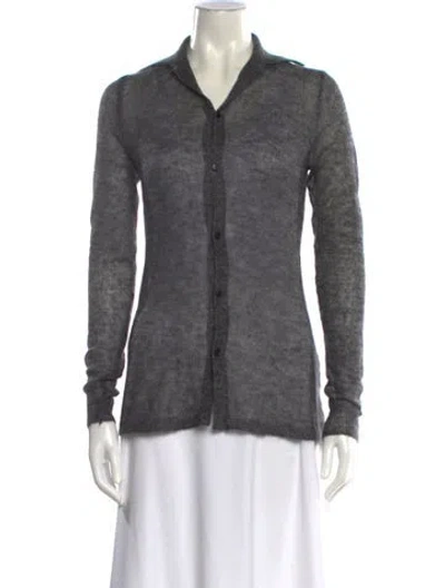 Pre-owned Auralee Mohair V-neck Sweater In Gray