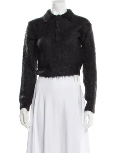 Pre-owned Auralee Mohair V-neck Sweater W/ Tags In Black