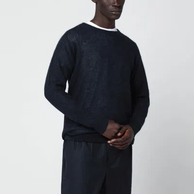 Auralee Navy Blue Alpaca Blend Sweater