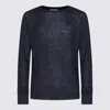 Auralee Lightweight Knit Long Sleeve Crew Sweater In Blue