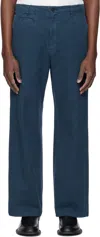 Auralee Tailored Trousers With Pockets And Loops In Dyed Navy
