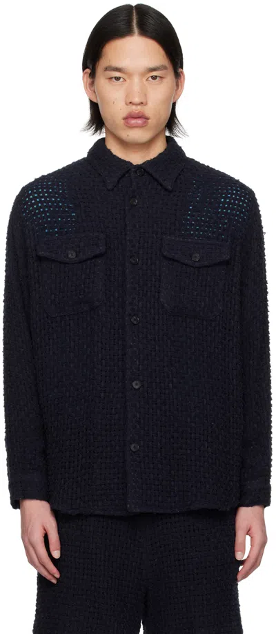 Auralee Navy Homespun Shirt