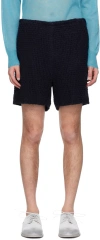 Auralee Gabardine Shorts In Black Wool In Navy