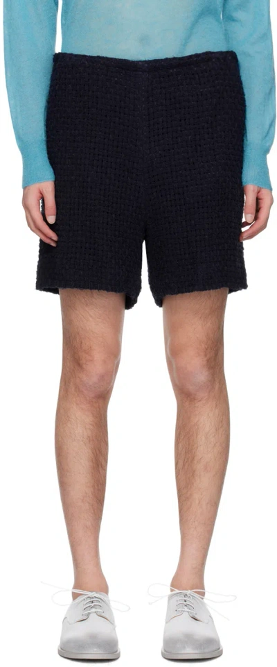 AURALEE NAVY HOMESPUN SHORTS
