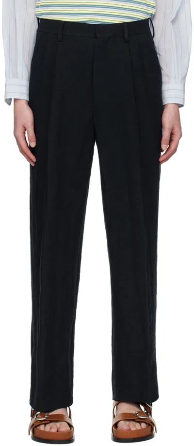 Auralee Navy Pleated Trousers In Dark Navy