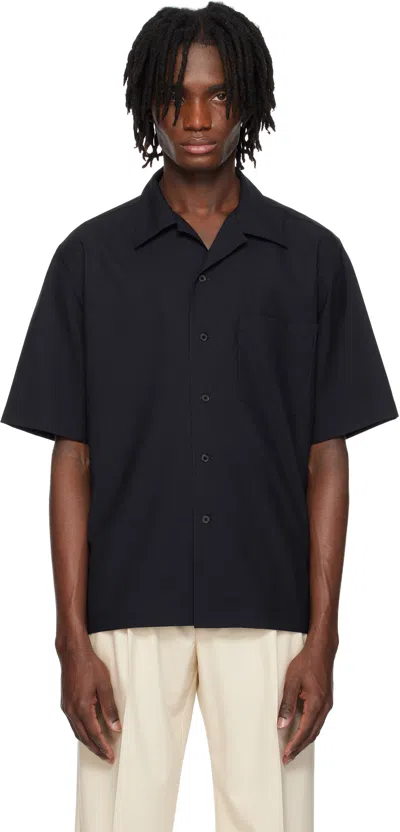Auralee Navy Super Fine Tropical Wool Shirt In Top Dark Navy
