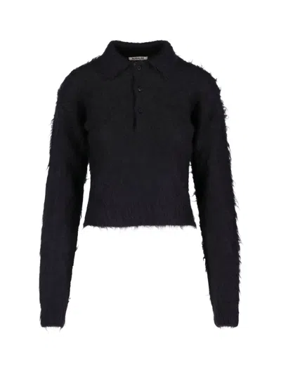 Auralee Neri E Grigi Mohair-wool Sweater In Black
