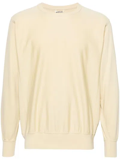 Auralee Crew-neck Cotton Sweatshirt In Neutrals