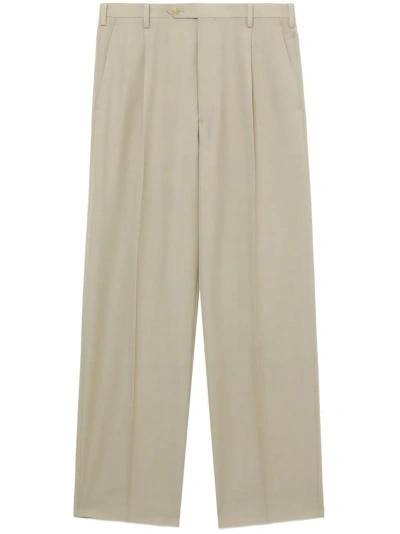 Auralee Tropical Wool-mohair Cropped Trousers In Nude
