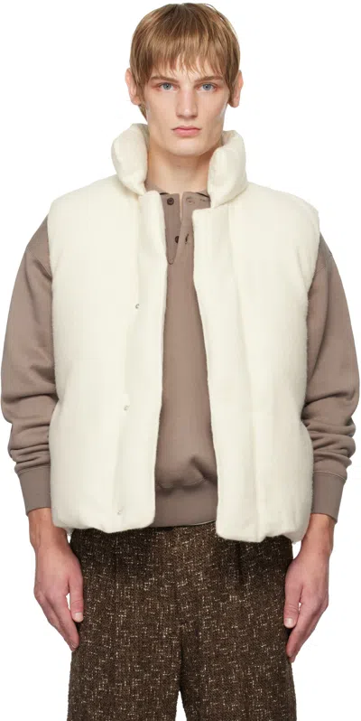 Auralee Off-white Brushed Alpaca Wool Down Waistcoat In Off White