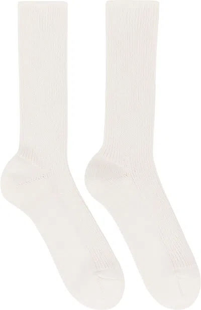 Auralee Off-white Cotton Cashmere Low Gauge Socks In Ivory