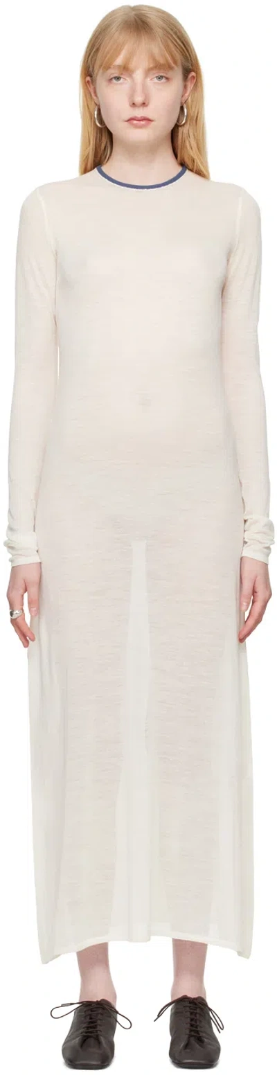Auralee Off-white Crewneck Midi Dress In Ivory