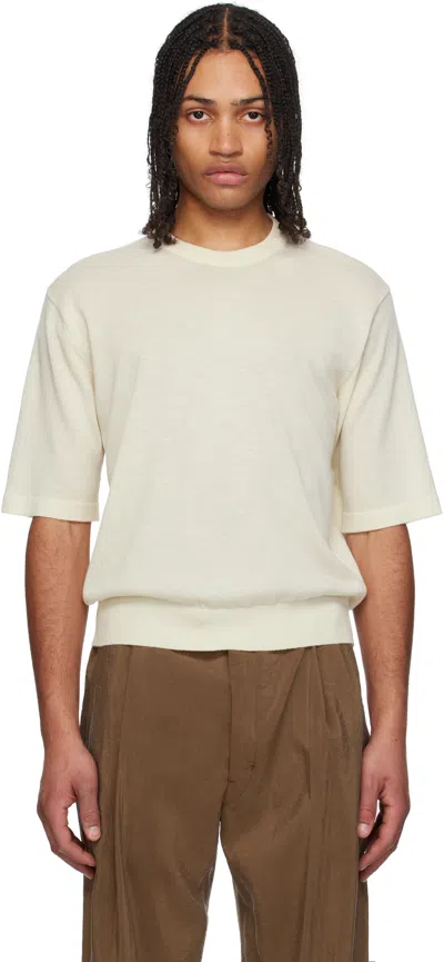 Auralee Off-white Hard Twist Cashmere Knit T-shirt In Ivory White
