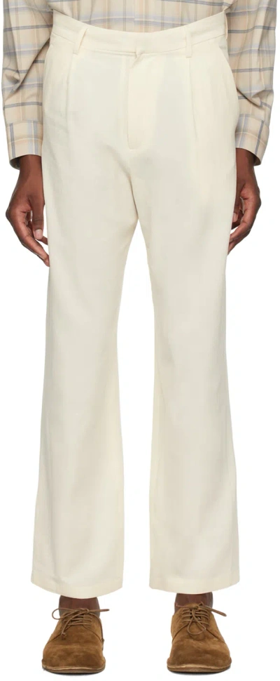 Auralee Off-white Hard Twist Trousers In Ivory