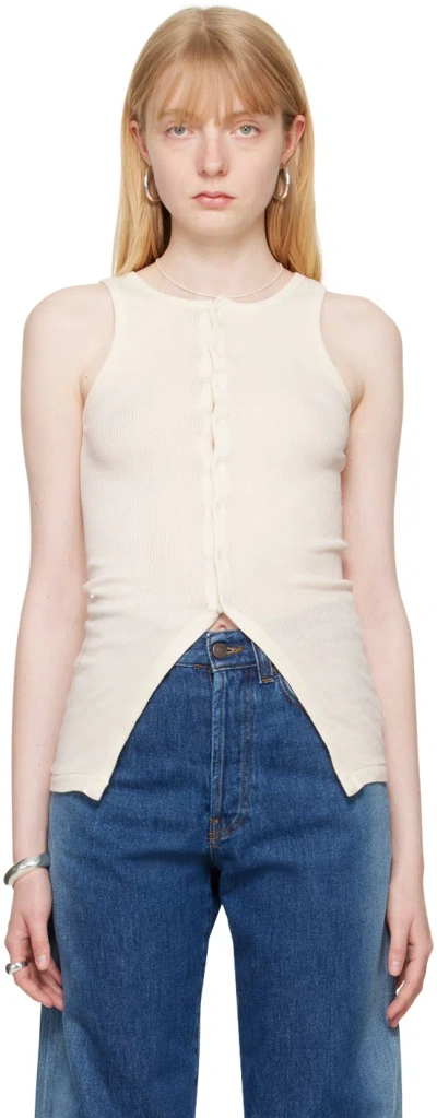 Auralee Off-white Press-stud Tank Top In Ivory