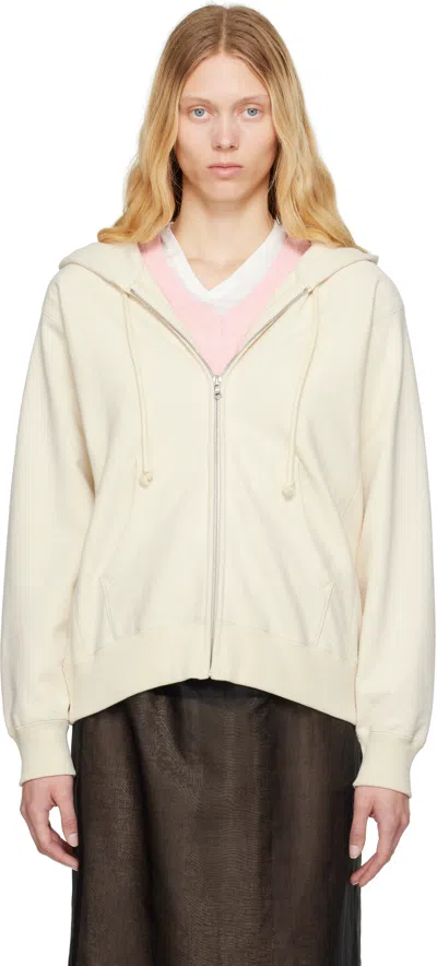 Auralee Off-white Smooth Soft Bd Sweat Zip Hoodie In Smoky White