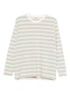 Auralee Pastel Stripe Long-sleeve Shirt With Relaxed Fit In Neutral