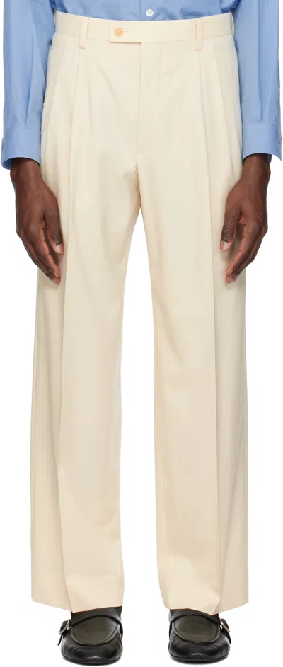 Auralee Off-white Super Fine Tropical Wool Two-tuck Trousers In Ivory
