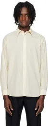 Auralee Off-white Super Fine Wool Shirt In Ivory Stripe