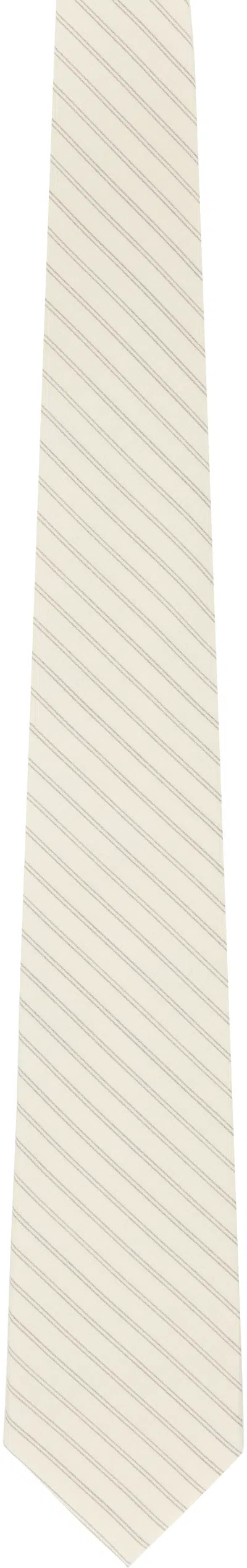 Auralee Off-white Super Fine Wool Stripe Tie In Ivory Stripe