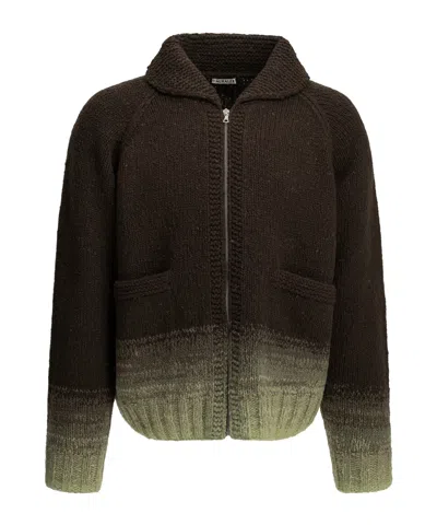 Auralee 'ombré' Zip-up Sweater In Black
