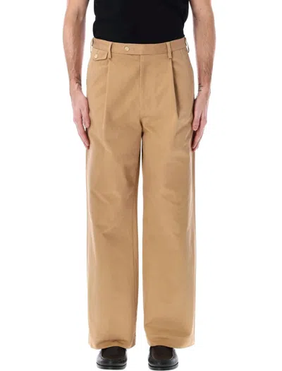 Auralee Tucked Chino Pant Pockets In Camel Brown