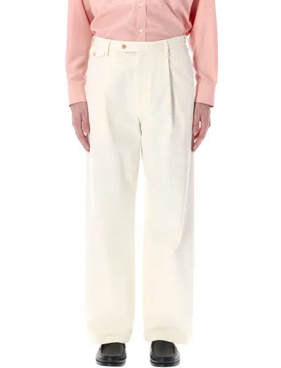 Auralee One-tuck Chino Pants In Ivory White
