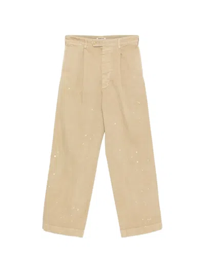 Auralee One-tuck Wide-leg Trousers In Neutral