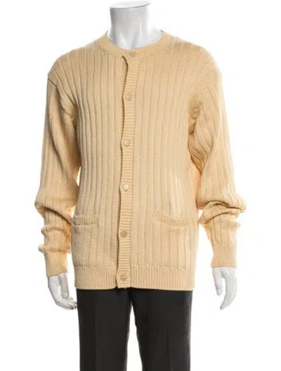 Pre-owned Auralee Open Front Long Sleeve Cardigan In Yellow