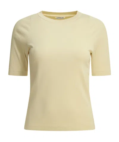 Auralee Organic Cotton Crewneck T-shirt In Brown