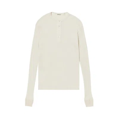 Pre-owned Auralee Organic Soft Rib Henley Neck Top 'ivory' | Cream | Men's Size 4 In White