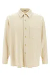 Auralee Overshirt Tweed Homesupn In Neutral