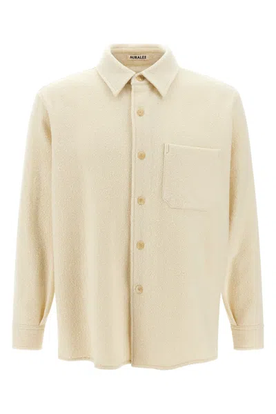 Auralee Overshirt Tweed Homesupn In Neutral