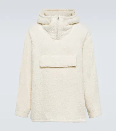 Auralee Oversized Wool And Alpaca Hoodie In White