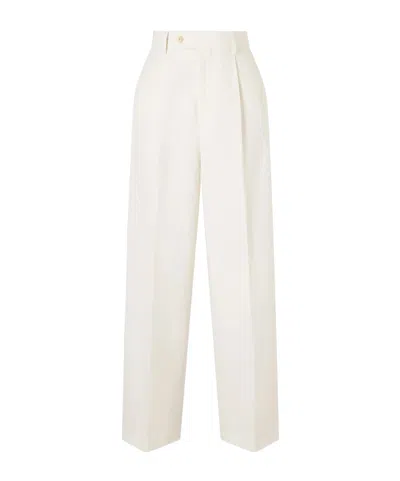 Auralee Oxford Wide-leg Pants In White