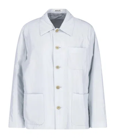 Auralee Padded Silk Jacket In Blue