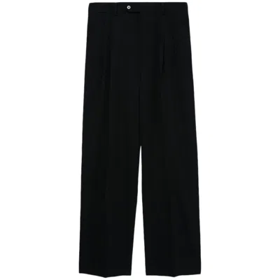 Auralee Wool Straight-leg Trousers In Black