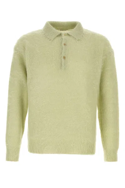 Auralee Pastel Green Mohair Blend Polo Shirt