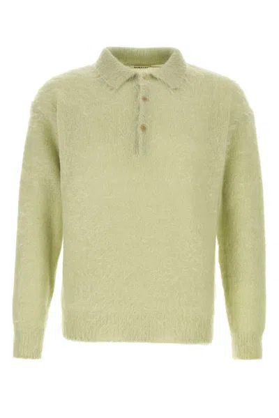 Auralee Pastel Green Mohair Blend Polo Shirt