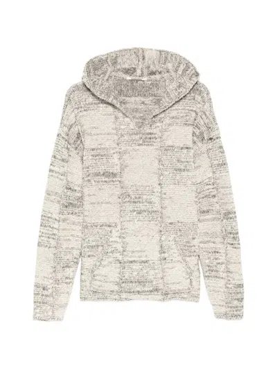 Auralee Patchwork Cotton And Linen-blend Hoodie In Neutral