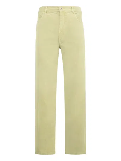 Auralee Pifment Dyed Finx Corduroy Five-pocket Trousers In Green