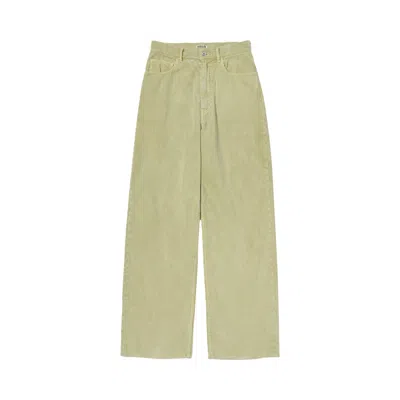 Pre-owned Auralee Pigment Dyed Finx Corduroy Wide 5p Pants 'dusty Lime' | Yellow | Women's Size 1