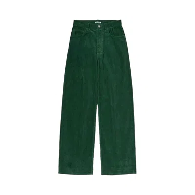 Pre-owned Auralee Pigment Dyed Finx Corduroy Wide 5p Pants 'forest Green' | Women's Size 2