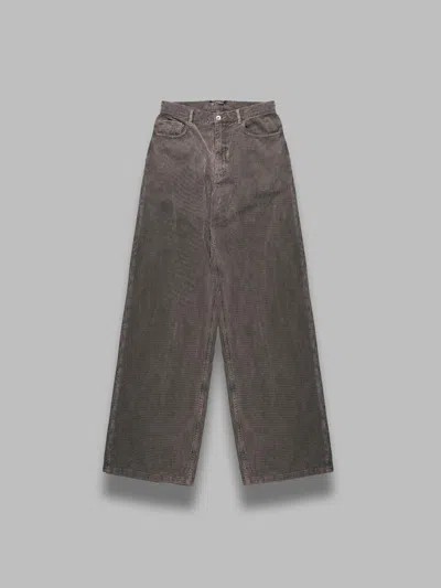 Auralee Pigment Dyed Finx Corduroy Wide 5p Pants In Gray