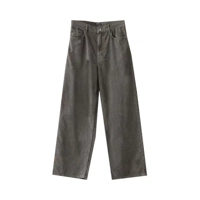 Pre-owned Auralee Pigment Dyed Finx Corduroy Wide 5p Pants 'olive Brown' | Women's Size 1